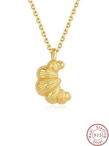 1件 S925 純銀復古新月形與麵包形掛墜項鍊,適合女性日常佩戴 - 牛角麵包 - 查看 10