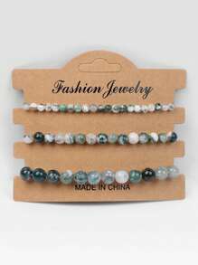 3入組多色天然石珠子手鍊4mm/6mm/8mm,適用於瑜伽、緩解焦慮,可伸縮的能量手環,女性珠寶禮物 - 彩色 - 查看 12