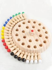 1套木質色彩記憶棋，認知色彩拼圖遊戲，早期教育集中力訓練益智棋具，適用於兒童學校學生文具學校用品 - 彩色 - 查看 1