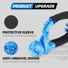 Anti-break Synthetic Soft Shackle Heavy Duty Off-road Recovery Strap With Protective Sleeve - Black - View 2
