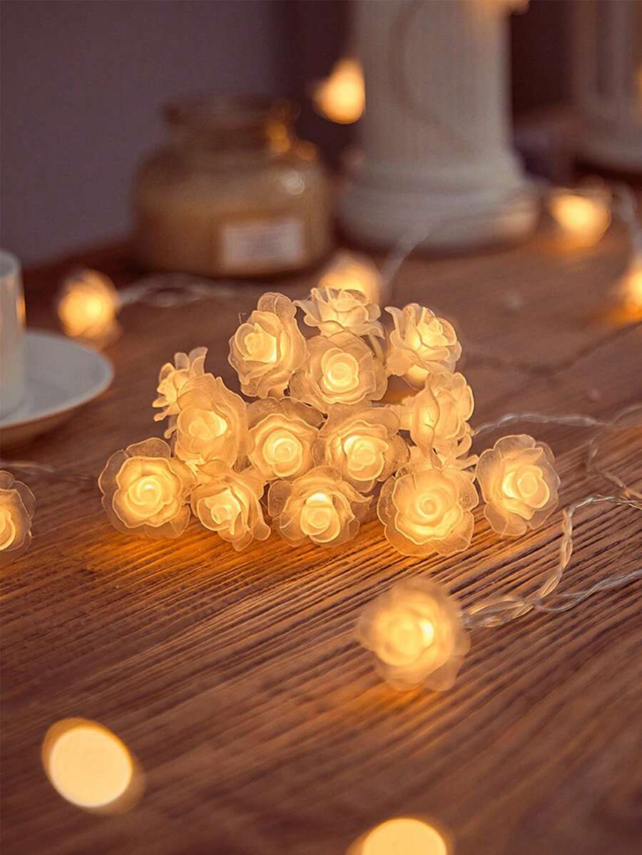 秋季裝飾仙女燈,帶玫瑰形 Led 燈串,適合情人節、母親節禮物、臥室、婚禮、花園、派對裝飾,多色 - 無色 - 查看 1