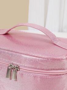 Fashionable Pink Square Shaped Glitter Makeup Bag, Handheld Cosmetic Bag. Portable Cosmetic Tool Bag, Portable Lady Makeup Storage Bag With Folding Function ,Makeup Bag Makeup Pouch Skincare Bag Toiletry Bag Packing Cubes,Travel Essentials Cruise Essentials Dorm Essentials,Wedding Bridesmaid Gifts,Mom Gifts,Birthday Gifts,Gifts For Friends And Teachers Makeup Travel Toiletry Organizer Essentials Gifts Storage Zipper Accessories Nail