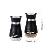 2入組補充式鹽胡椒瓶套組 - 不銹鋼蓋子容器,適用於家庭、餐廳和野餐 - 3.4盎司廚房用品 - 黑色 - 查看 11