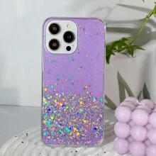 1pc Purple Glitter Starry Sky Design Phone Case - Purple - View 8