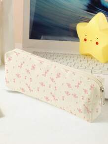 1pc Double-Sided Printed Floral Pattern Pencil Case Back To School - Multicolor - View 7