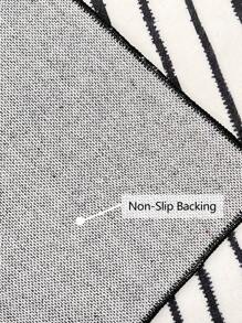 1 件黑白條紋幾何地毯,柔軟舒適聚酯短毛絨纖維,現代簡約風格,適合客廳、臥室、走廊、家居裝飾,可機洗 - 黑與白 - 查看 7