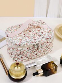 Large Capacity Portable Makeup Bag Foldable Storage Bag, Ideal For Traveling And Daily Use, Floral Pattern, Comes With Makeup Tools Organizer Makeup Bag Makeup Pouch Skincare Bag Toiletry Bag Packing Cubes, Travel Essentials Cruise Essentials Storage Makeup Organizer Makeup Case Makeup Travel Toiletry Organizer Essentials Gifts Storage Zipper Accessories Nail