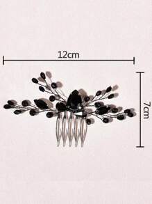 1件黑色水晶哥特风新娘发梳，复古派对发夹，适合婚礼、优雅街头头饰、情人节配饰