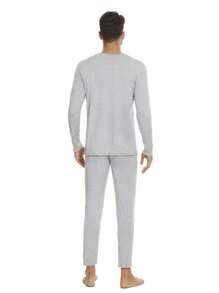 Bộ đồ lót giữ nhiệt cho nam màu trơn - Màu Xám nhạt - Xem 2