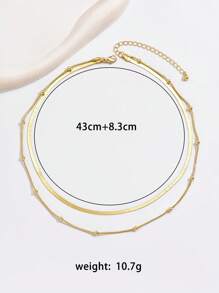 1pc European And American Minimalist Double Layer Snake Bone Chain Clavicle Chain Suitable For Daily Wear - Yellow Gold - View 3