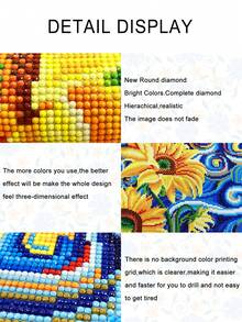 Un Cuadro De Diamantes Que Representa Un Paisaje De Cristal Azul Con Pedrería Completa - Azul - Ver 7