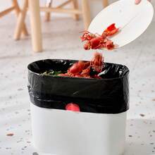 5pcs/set 5 Rolls Thicken Drawstring Garbage Bags For Kitchen, Portable Design For Easy Closure - Black - View 8