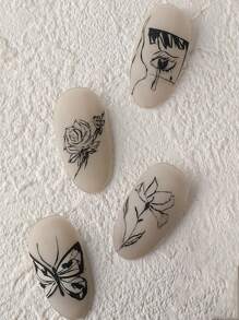 最新的厚質膏狀凝膠指甲油套裝,具有繪畫、雕刻、雕琢和調色等功能,持久耐用,易於塗抹和去除,可用於uv指甲藝術,包括1盒黑白色彩 - 黑色 - 查看 6