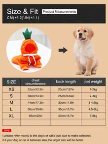 1pc Carrot/juicy Fruit Print Sweatshirt Fleece Clothes For Small-medium Dogs And Cats, Autumn & Winter Clothes - Burnt Orange - View 5