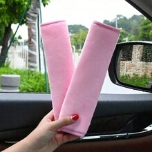 2 pièces Coussinets d'épaule de ceinture de  de voiture, housses de ceinture en peluche universelles pour enfants, rose