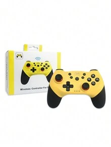 第三方无线游戏控制器，具有唤醒功能和 6 轴陀螺仪运动感应，兼容 Switch Pro - 黃色 - 查看 2