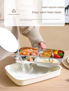 1個304不銹鋼4格飯盒,帶餐具飯盒,適合成人學生使用1l大容量 - 棕色 - 查看 6