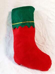 1隨機顏色聖誕襪,白色帶金邊,發光板,禮品袋,綠色帶金線,聖誕裝飾品,家庭聚會,節日,糖果和禮物襪 - 彩色 - 查看 2