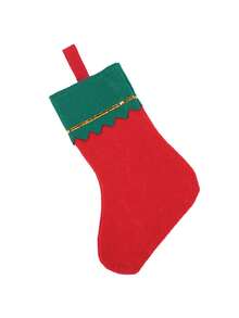 1隨機顏色聖誕襪,白色帶金邊,發光板,禮品袋,綠色帶金線,聖誕裝飾品,家庭聚會,節日,糖果和禮物襪 - 彩色 - 查看 7