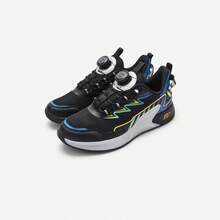 Balabala 春秋男童旋轉扣鞋帶網面透氣防滑耐磨運動鞋-黑色 - 黑色 - 查看 4