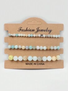 3入組多色天然石珠子手鍊4mm/6mm/8mm,適用於瑜伽、緩解焦慮,可伸縮的能量手環,女性珠寶禮物 - 彩色 - 查看 11