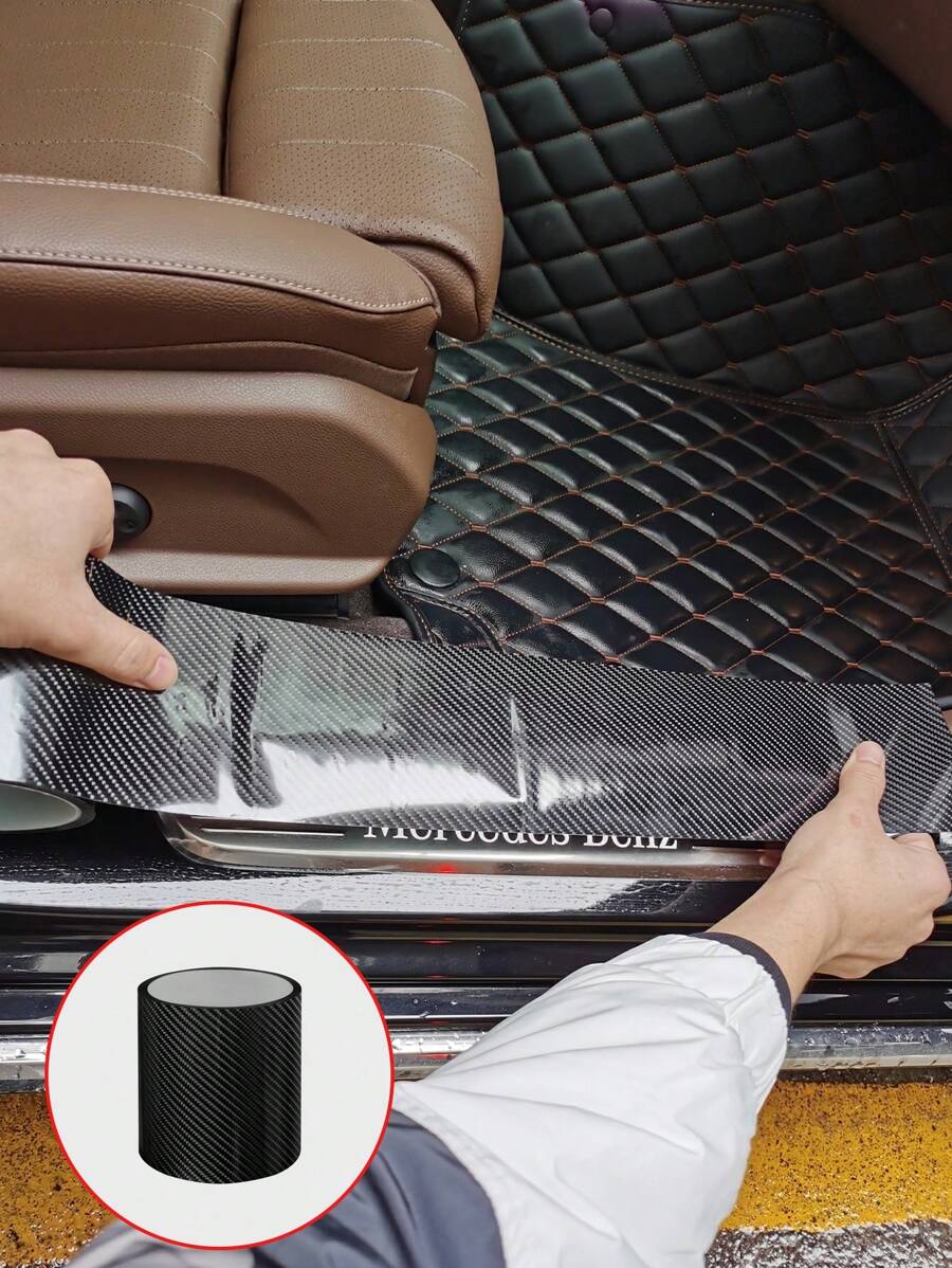 1pc 5D Carbon Fiber Protective Film For Car Door Sills, Nano Car Body