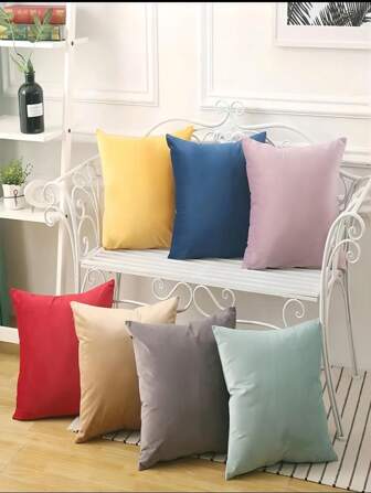 現代簡約風格家居裝飾天鵝絨靠墊套，純色柔軟坐墊套適用於床頭和沙發，不包含靠墊內芯