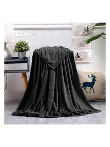Ultra-Soft Bluelander 1-Piece Flannel Double Blanket - Black - View 9