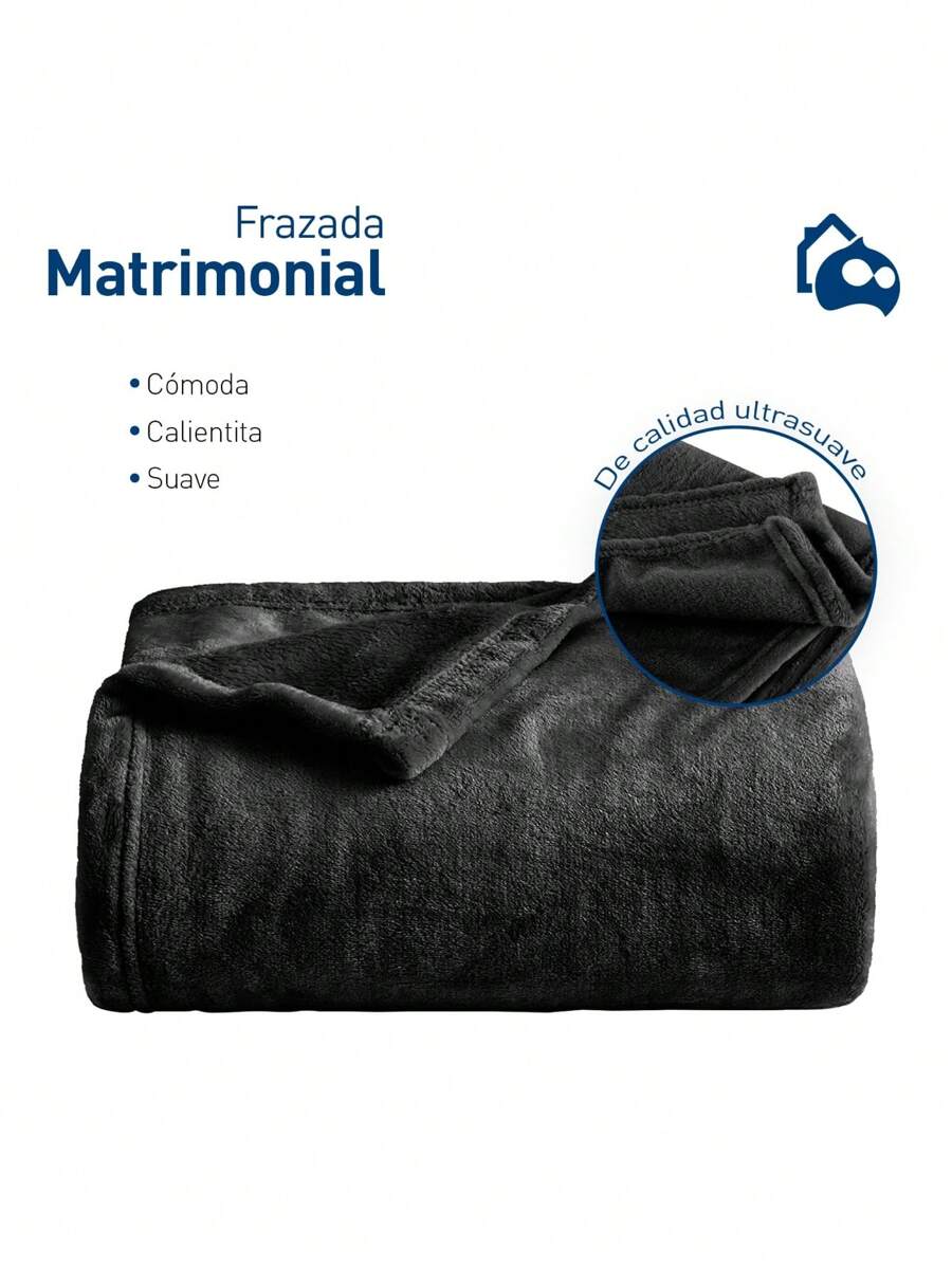 Ultra-Soft Bluelander 1-Piece Flannel Double Blanket - Black - View 1