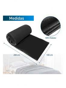 Ultra-Soft Bluelander 1-Piece Flannel Double Blanket - Black - View 3