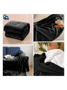 Ultra-Soft Bluelander 1-Piece Flannel Double Blanket - Black - View 6