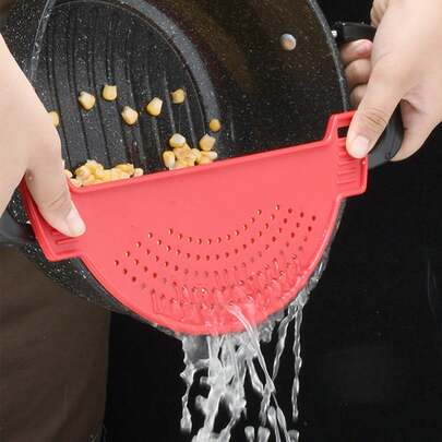 1 件塑料鍋邊蔬菜瀝水器,創意麵條排水過濾器