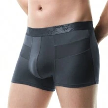 3pcs Men's Ice Silk Ventilated Boxer Briefs With Modal Bottom, Short Leg - Multicolor - View 3