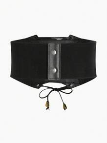 1 件女士深色时尚复古弹性腰部束身衣，适合万圣节晚会或日常穿着 - 黑色 - 查看 3