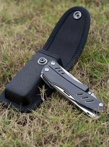 1pc Led Flashlight Belt Pouch Edc Outdoor Hunting Waist Bag With Oxford Bag, Multi-Tool Plier Sheath Camping Camping Stuff - Black - View 5