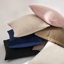 1 Piece Modern Geometric Art Style Pillow Cover, With A Textured Design Made Of Soft, Skin-Friendly Material, A Luxurious Home Decor Accessory. Suitable For Sofas, Bedrooms, Leisure Spaces, Cars, Living Rooms, Offices, Cafes, And Other Casual Settings. - 海軍藍 - 查看 6