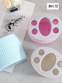 1pc Plastic Freestanding Toothbrush Holder, Bathroom Toothpaste Toothbrush Rack, Simple Toothbrush Storage Tube, Two Tone Pen Holder, Bathroom Accessories - White - View 2