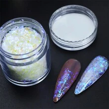 10ml 瓶装闪亮全息多色不对称玻璃箔纸美甲亮片 - 白色 - 查看 3