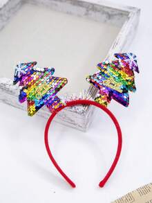 1pc Children Christmas Tree & Hat Hairband With Reindeer Antlers, Funny Decorative Hair Clip For Show Party - Multicolor - View 2