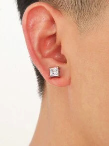 1 對時尚風格銀色無耳孔磁鐵耳環適合男士日常生活 - 銀色 - 查看 1