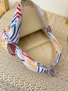 Sac À Dos Femme Tissu Oxford À Rayures Versicolores En Nylon Mini