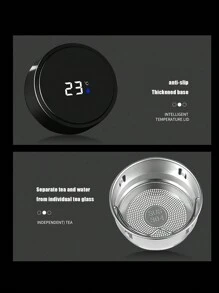 450ml智能温度显示不锈钢保温杯，男女通用创意商务水瓶1个装返校 - 黑色 - 查看 7