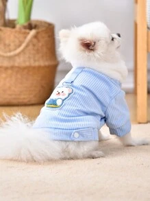1 件冬季保暖狗狗寵物夾克,帶可愛泰迪熊圖案,燈芯絨面料,防風,適合戶外散步 - 藍色 - 查看 3