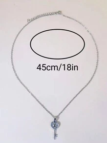 European And American Fashionable Key & Lock Combination Best Friends Forever Collarbone Necklace - White - View 4