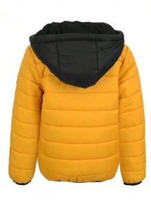 Big City Chamarra Acolchada Niño Casual Moda Combinada Con Capucha y Forro Polar - Amarillo - Ver 4