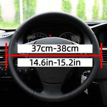 38 厘米汽車配件內飾用品手工縫製皮革方向盤套防滑透氣通用車把皮套