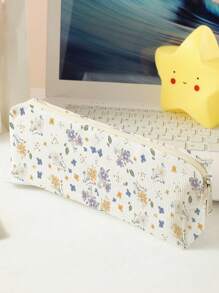 1pc Double-Sided Printed Floral Pencil Case,Back To School,School Supplies - Multicolor - View 3