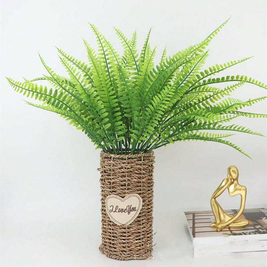 1bundle/2pcs Artificial Imitation Leaf Seven Fork Foxtail Grass - Green - View 1