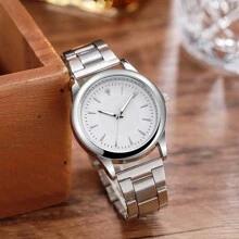 2 Peças Aço Inoxidável Relógios De Quartzo Para Mulheres Homens Lazer Moda Dourado Senhoras Relógio De Parede Relógio Prata Casal Presente