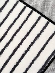 1 件黑白條紋幾何地毯,柔軟舒適聚酯短毛絨纖維,現代簡約風格,適合客廳、臥室、走廊、家居裝飾,可機洗 - 黑與白 - 查看 8